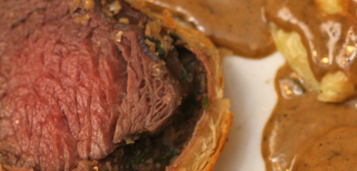 Nautalund Wellington með sinnepssósu