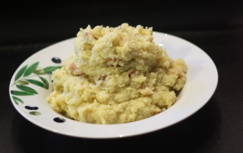 Kartöflumús með beikoni og bökuðum hvítlauk