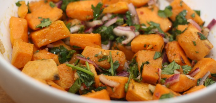 Sætkartöflusalat með chili og lime