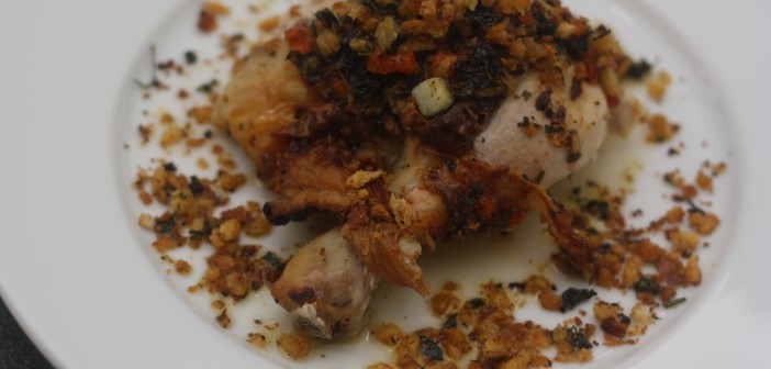 Kjúklingur með kryddraspi og chilismjöri